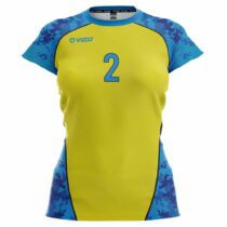 Koszulka siatkarska damska Camo 7 żółto-niebieska