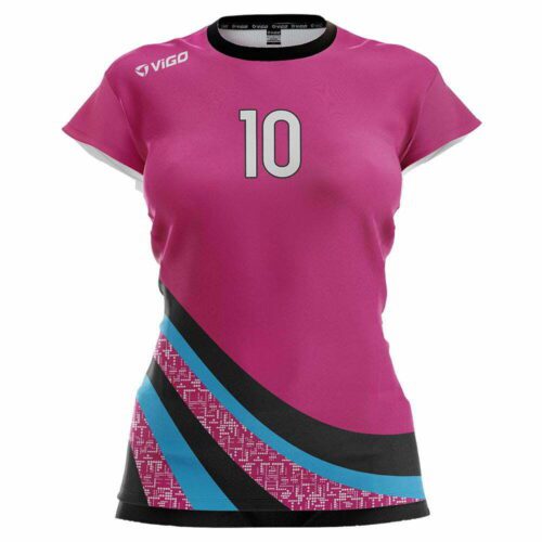 Koszulka siatkarska damska Jump 5 różowo-błękitno-czarna