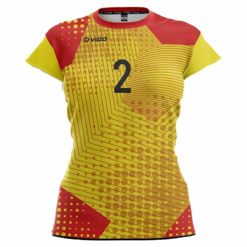 Koszulka siatkarska damska Spike 7 żółto-czerwona