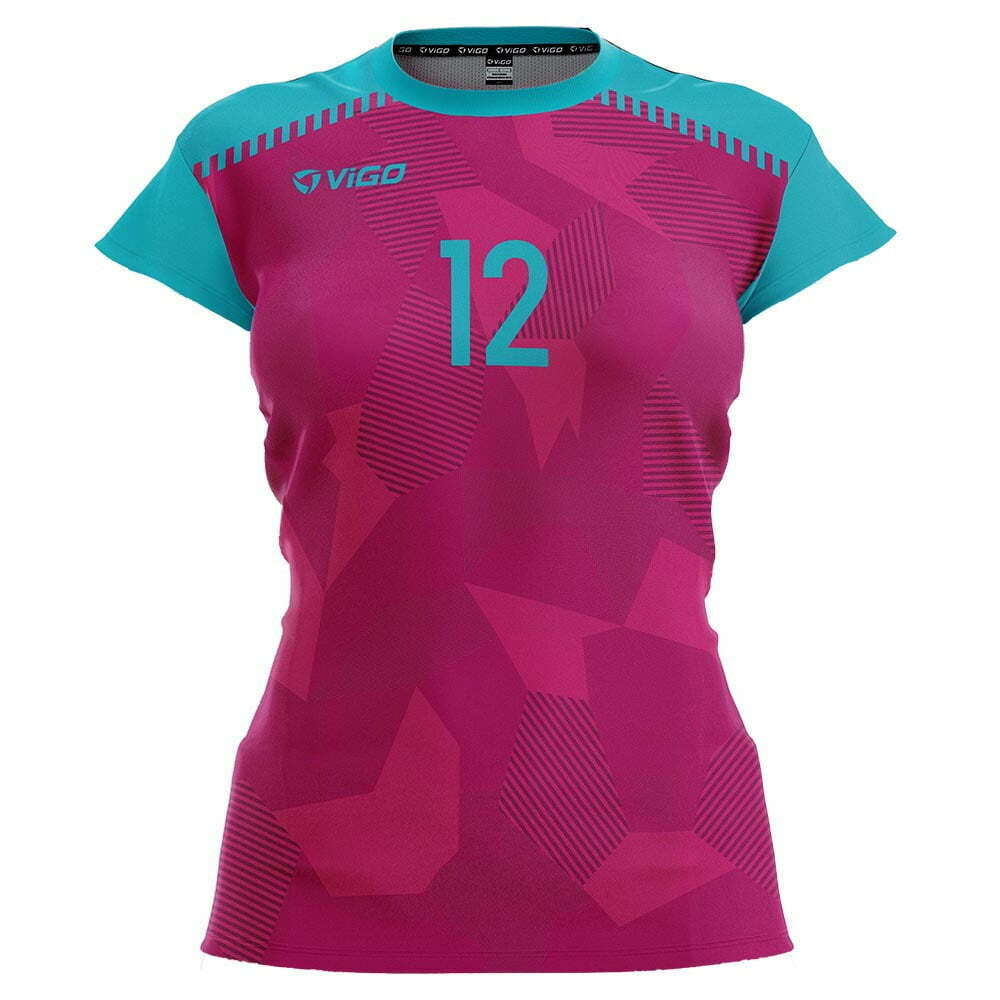 Koszulka siatkarska damska Tactic 7 różowo-błękitna